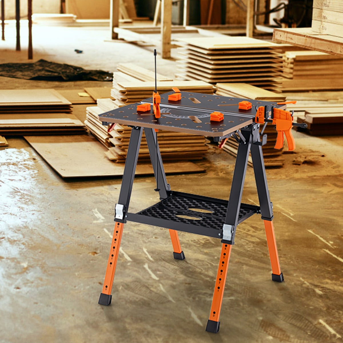 2-in-1 Folding Work Table and Sawhorse with 454 kg Max Load