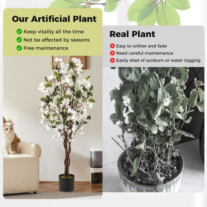 120 CM Tall Artificial Bougainvillea Tree with Blooming Flowers-White