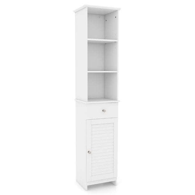 Tall Bathroom Cabinet with Adjustable Shelves-White