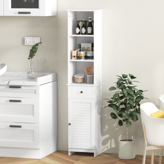 Tall Bathroom Cabinet with Adjustable Shelves-White