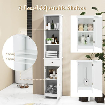 Tall Bathroom Cabinet with Adjustable Shelves-White