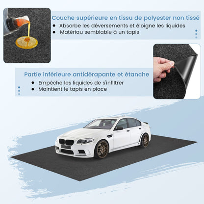 Waterproof Floor Mat 600 x 220 cm Reusable and Washable Car Anti-Slip Mat with Absorbent Double-Sided Adhesive Tape Grey