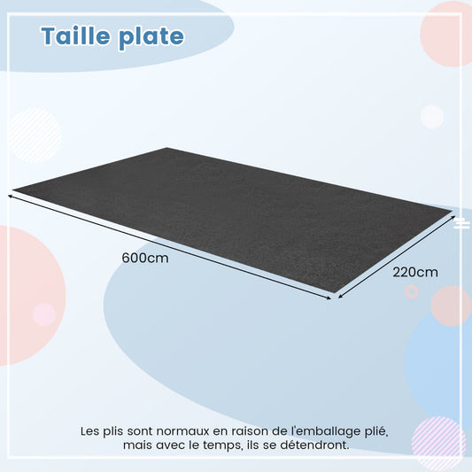 Waterproof Floor Mat 600 x 220 cm Reusable and Washable Car Anti-Slip Mat with Absorbent Double-Sided Adhesive Tape Grey