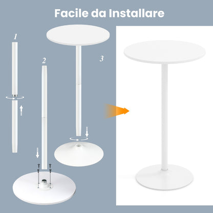 101.5cm Cocktail Table Converts to 56cm Coffee Table, 2-Piece Round Bistro Table in Elegant Powder Coat Finish White