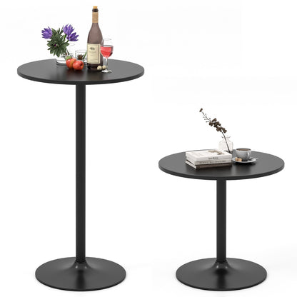 101.5cm Cocktail Table Converts to 56cm Coffee Table, 2-Piece Round Bistro Table in Elegant Powder Coated Black