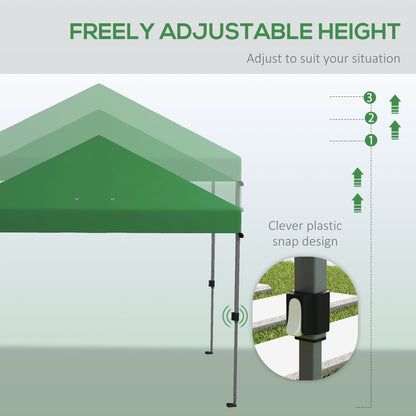 3 x 3(m) Pop Up Gazebo 1 Person Easy Pp Marquee Party Tent 1 Button Push Adjustable Straight Legs Instant Shelter - Green