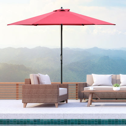 Outsunny 2.8m Patio Parasols Umbrellas Outdoor 6 Ribs Sunshade Canopy Manual Push Garden Backyard Furniture, Wine Red