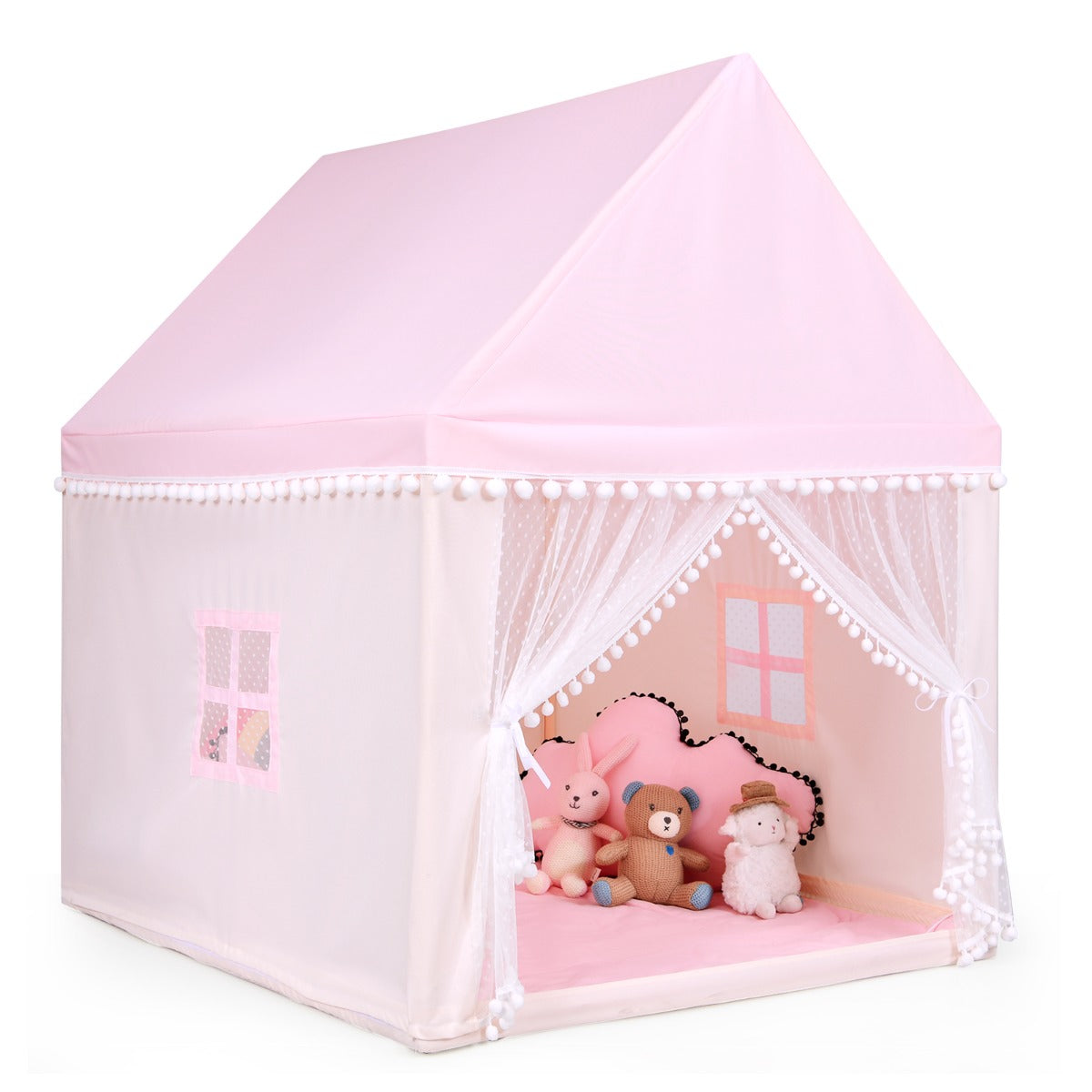 Large Childrens Play Tent House with Padded Mattress, Tent with Mosquito Net and 2 Windows