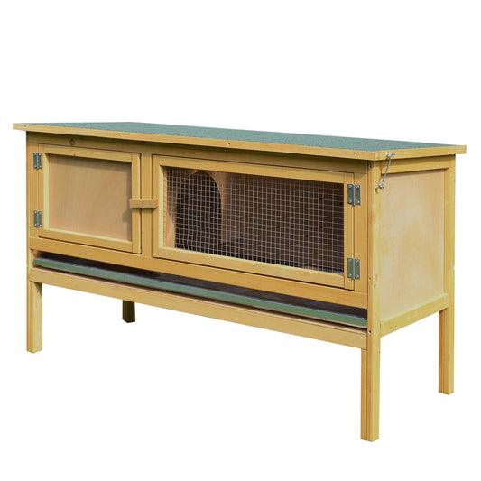 PawHut Guinea Pigs Hutches, 115Lx44.3Wx65H cm, Fir Wood-Yellow/Green