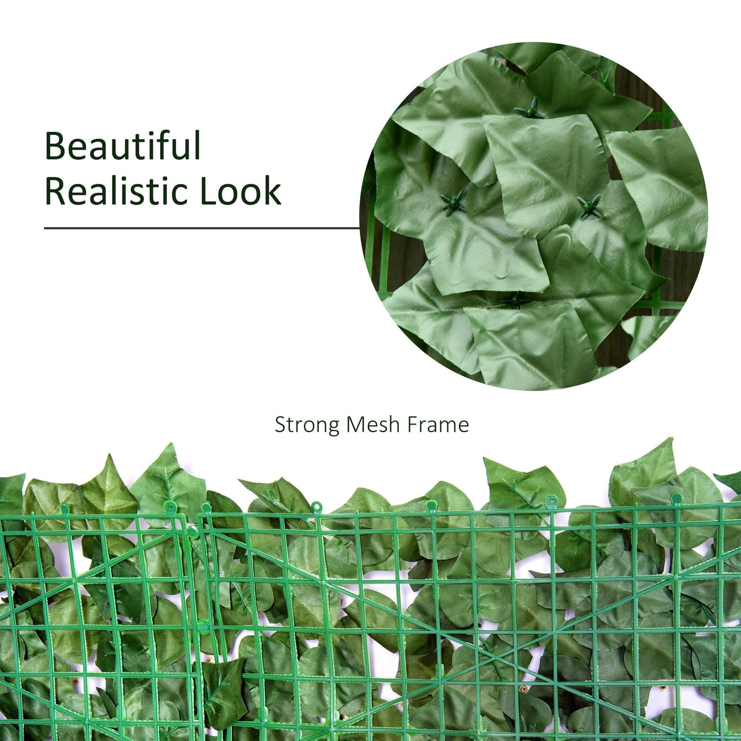 Outsunny Artificial Leaf Hedge Screen for Garden Outdoor Indoor Decor, 3M x 1M Dark Green