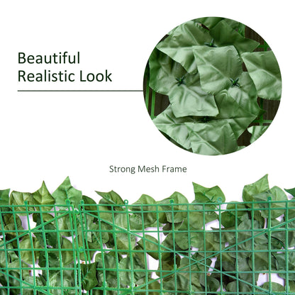 Outsunny Artificial Leaf Hedge Screen for Garden Outdoor Indoor Decor, 3M x 1M Dark Green