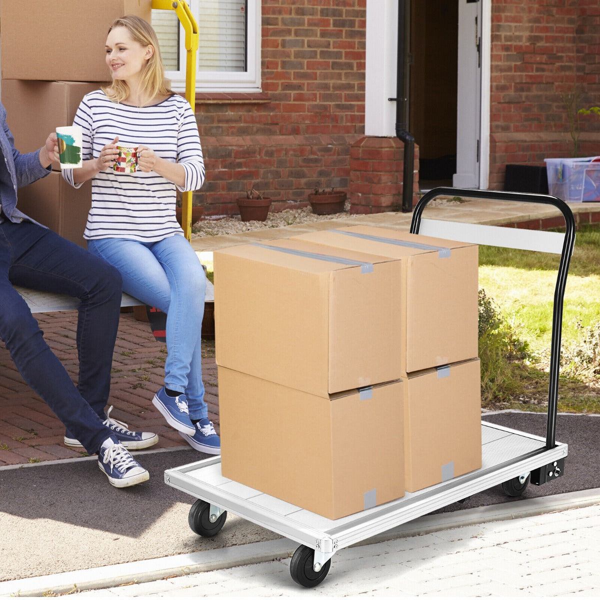 Folding Aluminum Alloy Platform Truck with 4 TPR Wheels and Handle