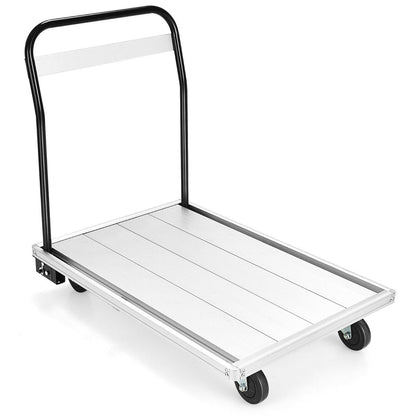 Folding Aluminum Alloy Platform Truck with 4 TPR Wheels and Handle