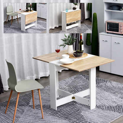 Retro Style Particle Board Wooden Foldable Dining Table Writing Computer Desk PC Workstation Space Saving Home Office Oak & White