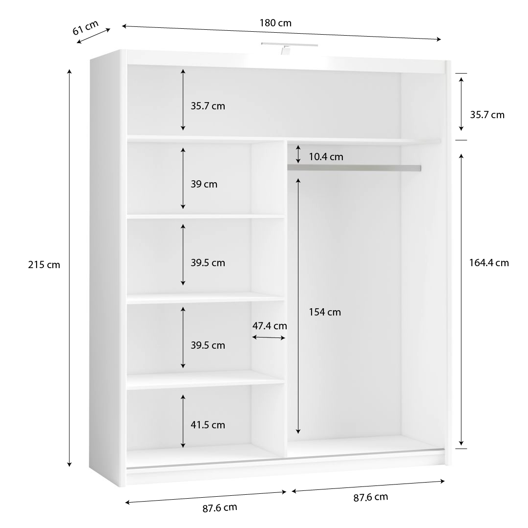 Black Full Mirrored Sliding Door Wardrobe 180cm – ALDRIDGE