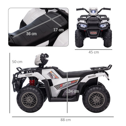 HOMCOM 12V Quad dla dzieci z funkcjami jazdy do przodu i do tyłu, jeździk ATV z muzyką, diodami LED, reflektorami, dla dzieci w wieku 3-5 lat - biały