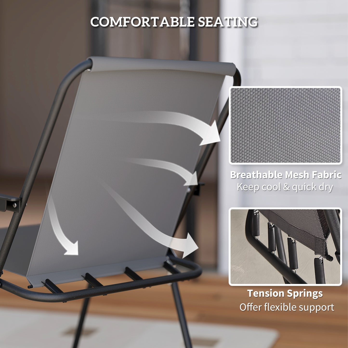 Outsunny 4 Seater Garden Furniture Set, 6 Pieces Garden Table and Chairs with Parasol, Outdoor Garden Dining Set with Folding Chairs and Round Glass Top Table for Patio, Grey