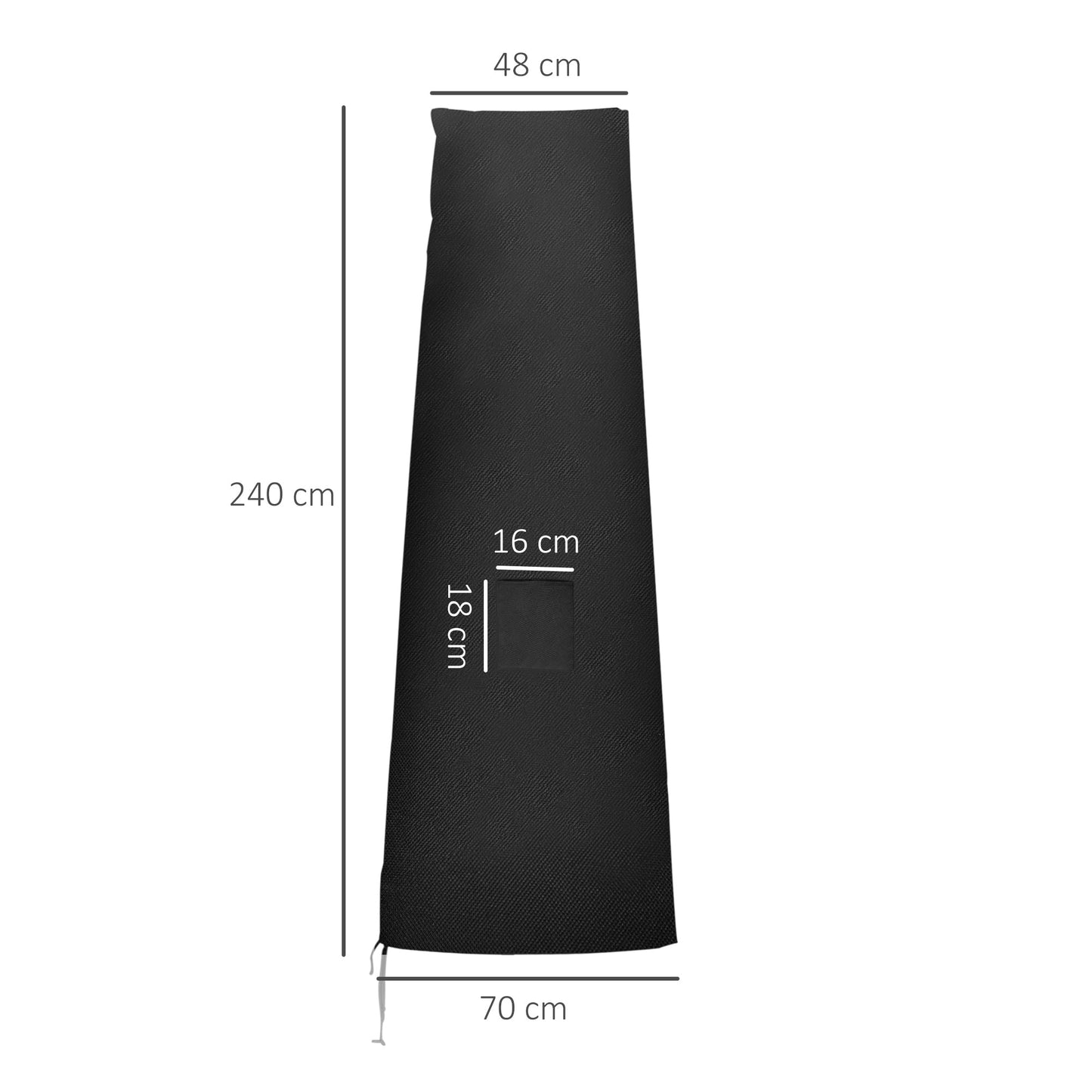 Outsunny Garden Parasol Cover Waterproof Outdoor Cantilever Banana Umbrella Protector 300D Oxford Fabric 240 x 48/70 cm for 3 m Cantilever Parasol