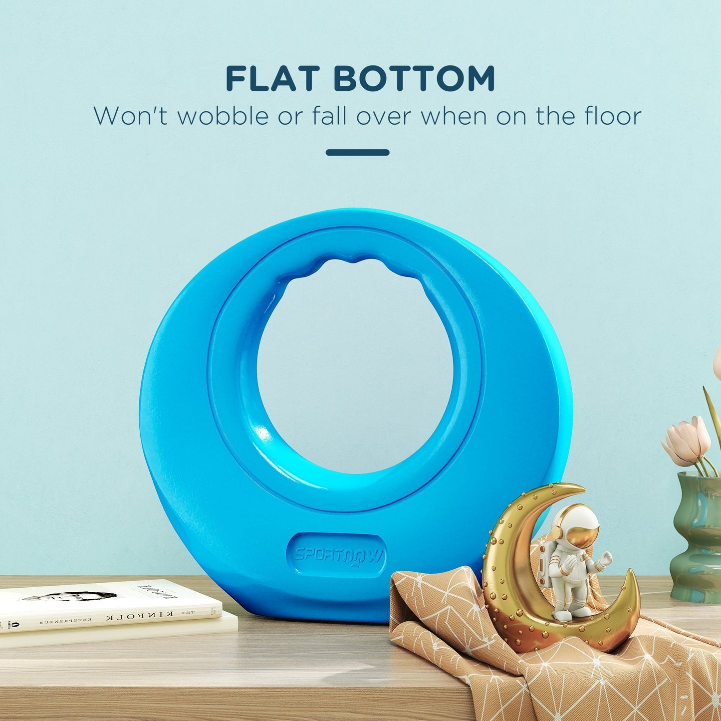 SPORTNOW 10kg Kettlebell, Kettle Bell with Wide Handle for Home Gym, Weight Lifting, Strength Training, Light Blue