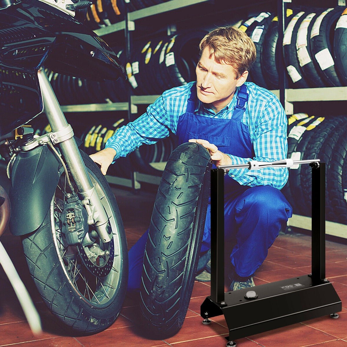 Motorcycle Wheel Balancer with Adjustable Centering Cones