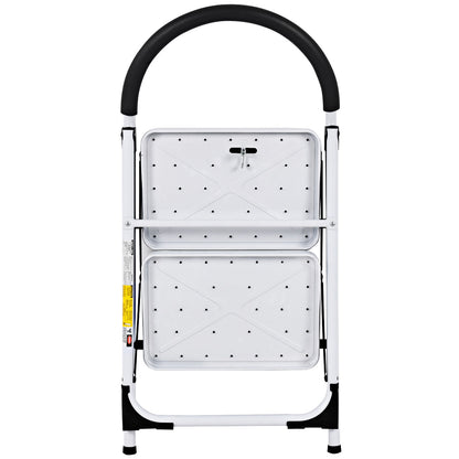 2 Step Household Ladder with Anti-Slip Platform and Lightweight Portable Design for Home/Garden