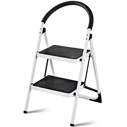 2 Step Household Ladder with Anti-Slip Platform and Lightweight Portable Design for Home/Garden