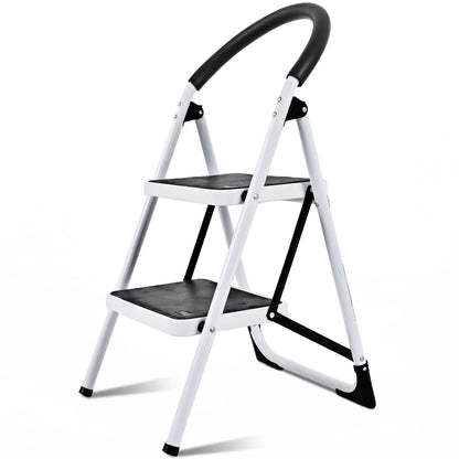 2 Step Household Ladder with Anti-Slip Platform and Lightweight Portable Design for Home/Garden