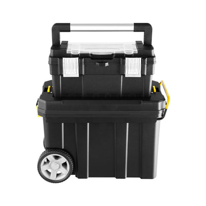 2 Piece Rolling Portable Tool Storage Box Set with Pulling Handle