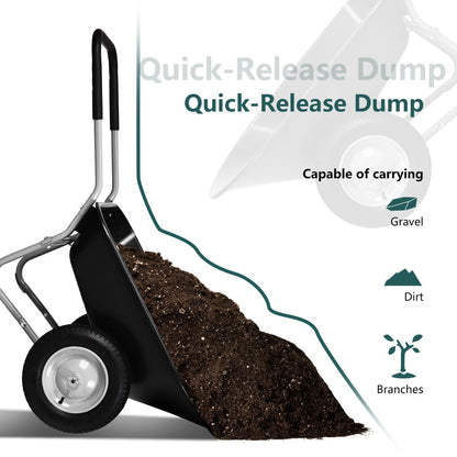 2 Tire Wheelbarrow with Pneumatic Tires 150KG-Black