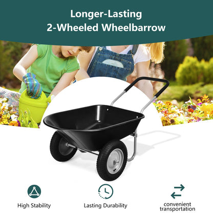 2 Tire Wheelbarrow with Pneumatic Tires 150KG-Black