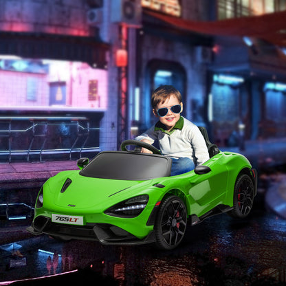 سيارة كهربائية للأطفال مرخصة من AIYAPLAY McLaren 765LT بقوة 12 فولت مع أبواب على شكل فراشة وعجلات نقل تعمل بالتحكم عن بعد باللون الأخضر