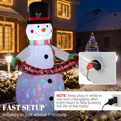 Inflatable Christmas Decoration, Outsunny 6.7FT Christmas Inflatable Snowman with Colourful LED Light