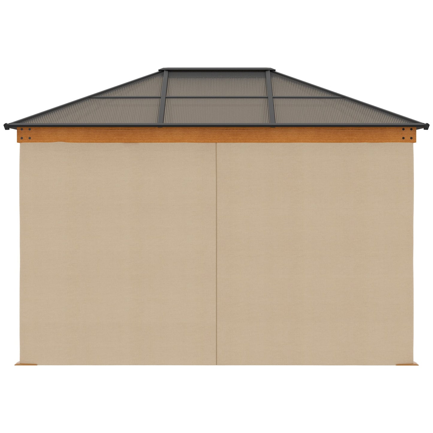 Outsunny 3 x 3.6 m Hardtop Gazebo Canopy with Polycarbonate Roof, Aluminium and Steel Frame, Nettings and Sidewalls for Garden, Patio, Khaki