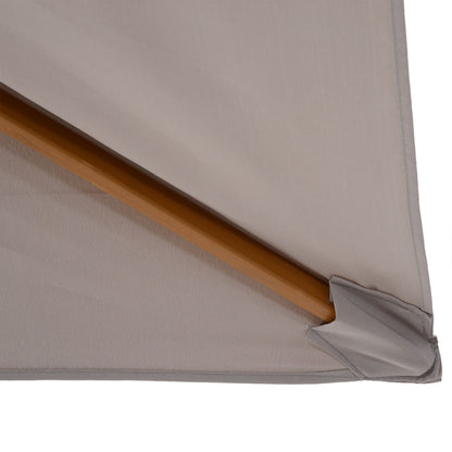Outsunny 2 x 3m Drewniany Parasol Ogrodowy Zewnętrzny Baldachim Przeciwsłoneczny, Parasol Stołowy z Otworami, Słup 38 mm, Mechanizm Linowy, Jasnoszary