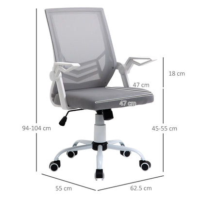 Vinsetto Office Chair, Ergonomic Desk Chair, Executive Computer Chair with 90¡ Flip-up Armrest and Lumbar Support, Adjustable Height for Home/Office, Grey