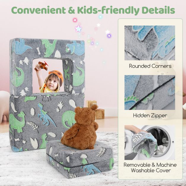 Toddler Play Couch with Machine Washable Cover and High-density Foam Filling-Grey