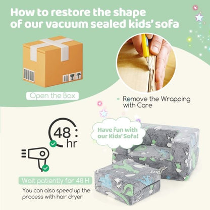 Toddler Play Couch with Machine Washable Cover and High-density Foam Filling-Grey