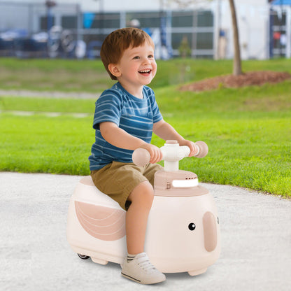 Toddler Ride on Toy with Trailer Sliding Car with Light and Music-Beige