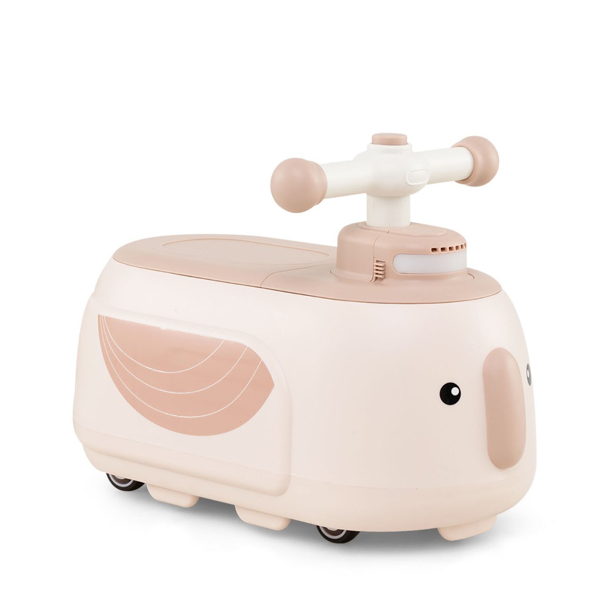 Toddler Ride on Toy with Trailer Sliding Car with Light and Music-Beige