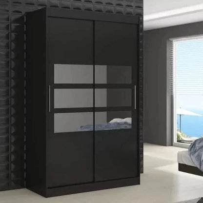 Telko 2-Door Sliding Wardrobe 180cm - Black, Brown or Sonoma Oak