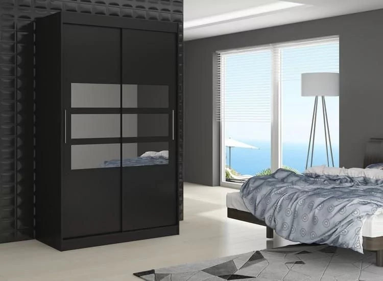 Telko 2-Door Sliding Wardrobe 180cm - Black, Brown or Sonoma Oak