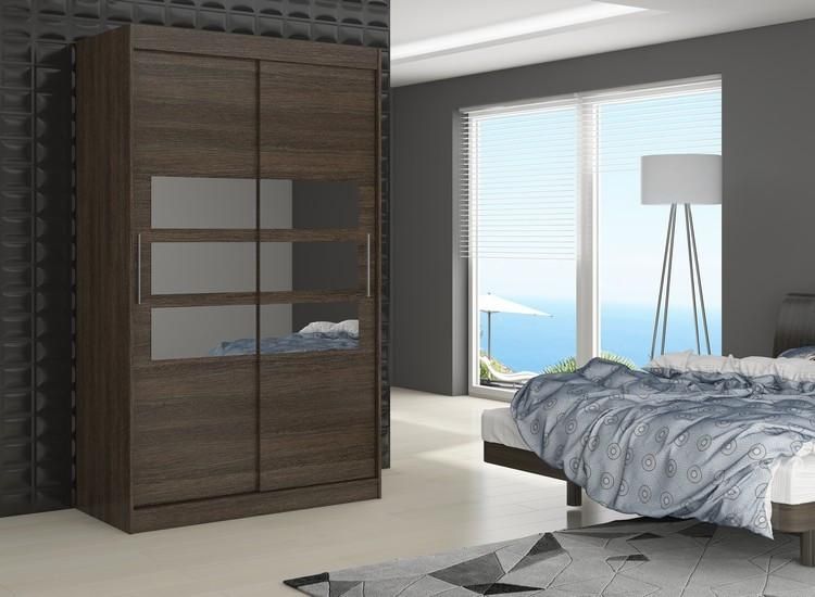 Telko 2-Door Sliding Wardrobe 180cm - Black, Brown or Sonoma Oak