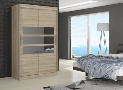 Telko 2-Door Sliding Wardrobe 180cm - Black, Brown or Sonoma Oak