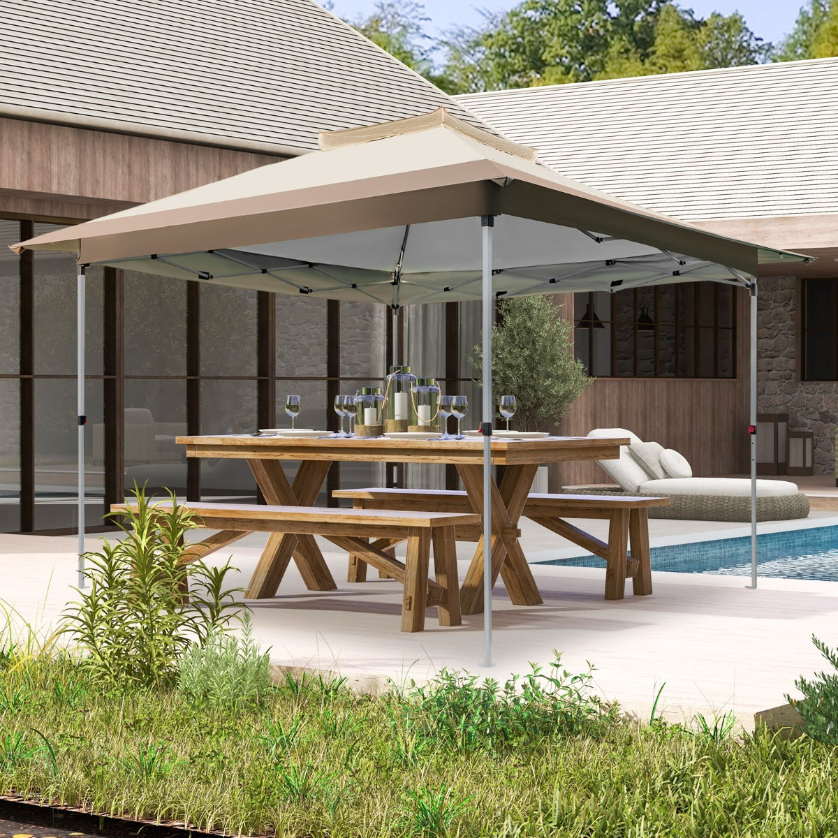 Pop up Gazebo with Vented Top and Portable Canopy Shelter-without Mesh Netting