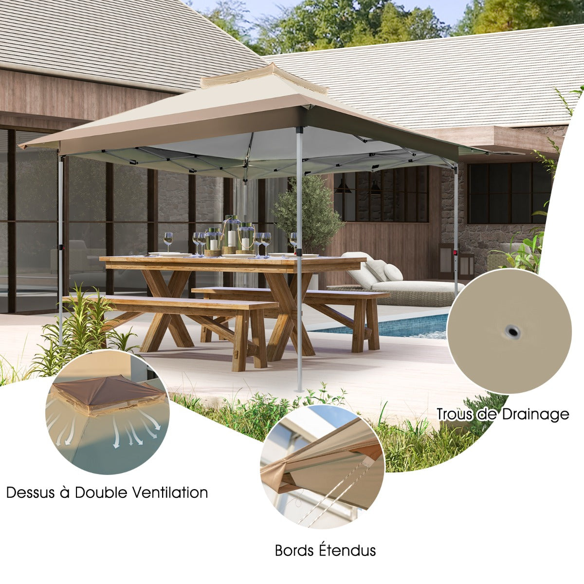 Pop up Gazebo with Vented Top and Portable Canopy Shelter-without Mesh Netting