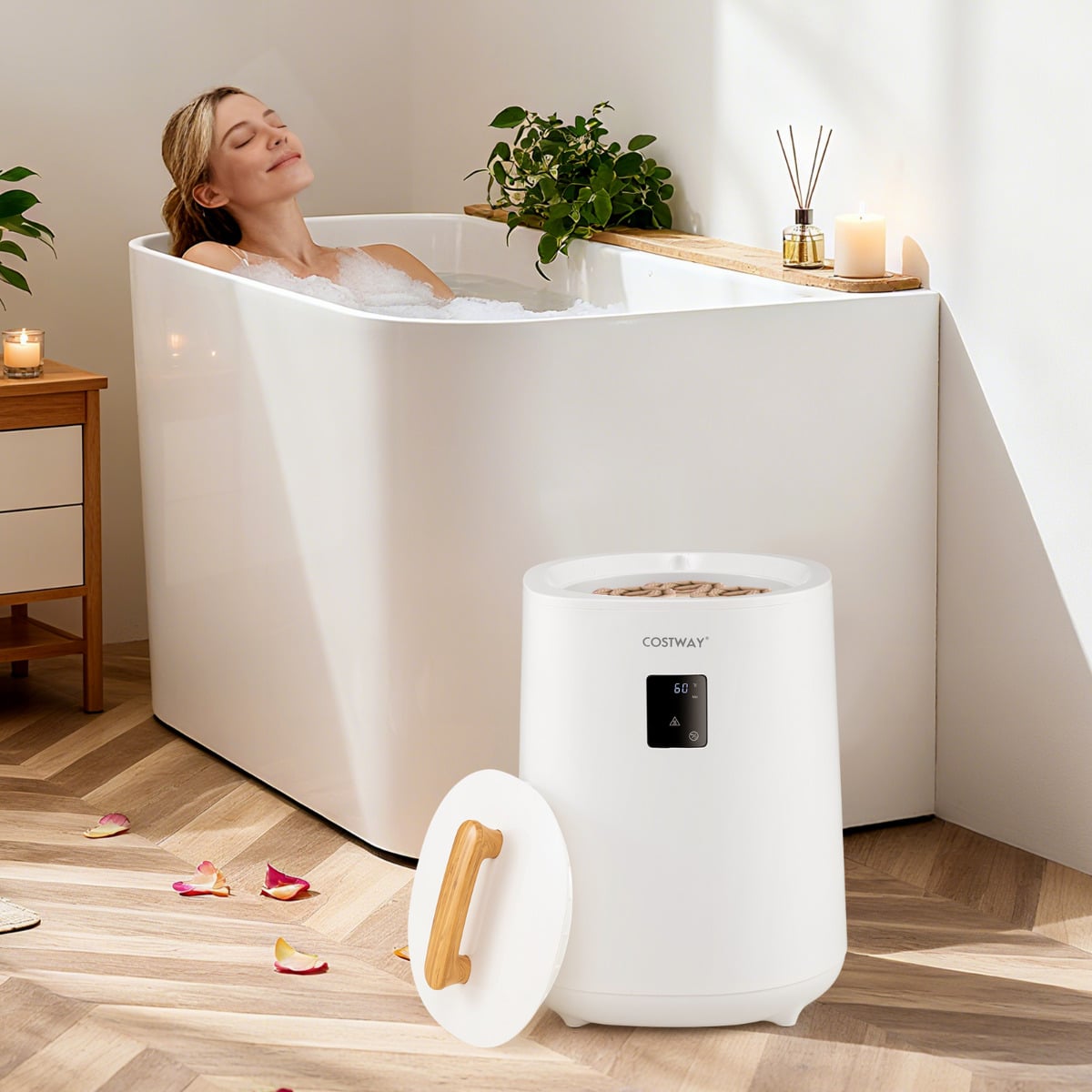 Towel Warmer for Bathroom 18 L Large Portable Hot Towel Bucket-White