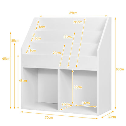 Toy Storage Cabinet Organizer with Open Shelves for Classroom Home-White