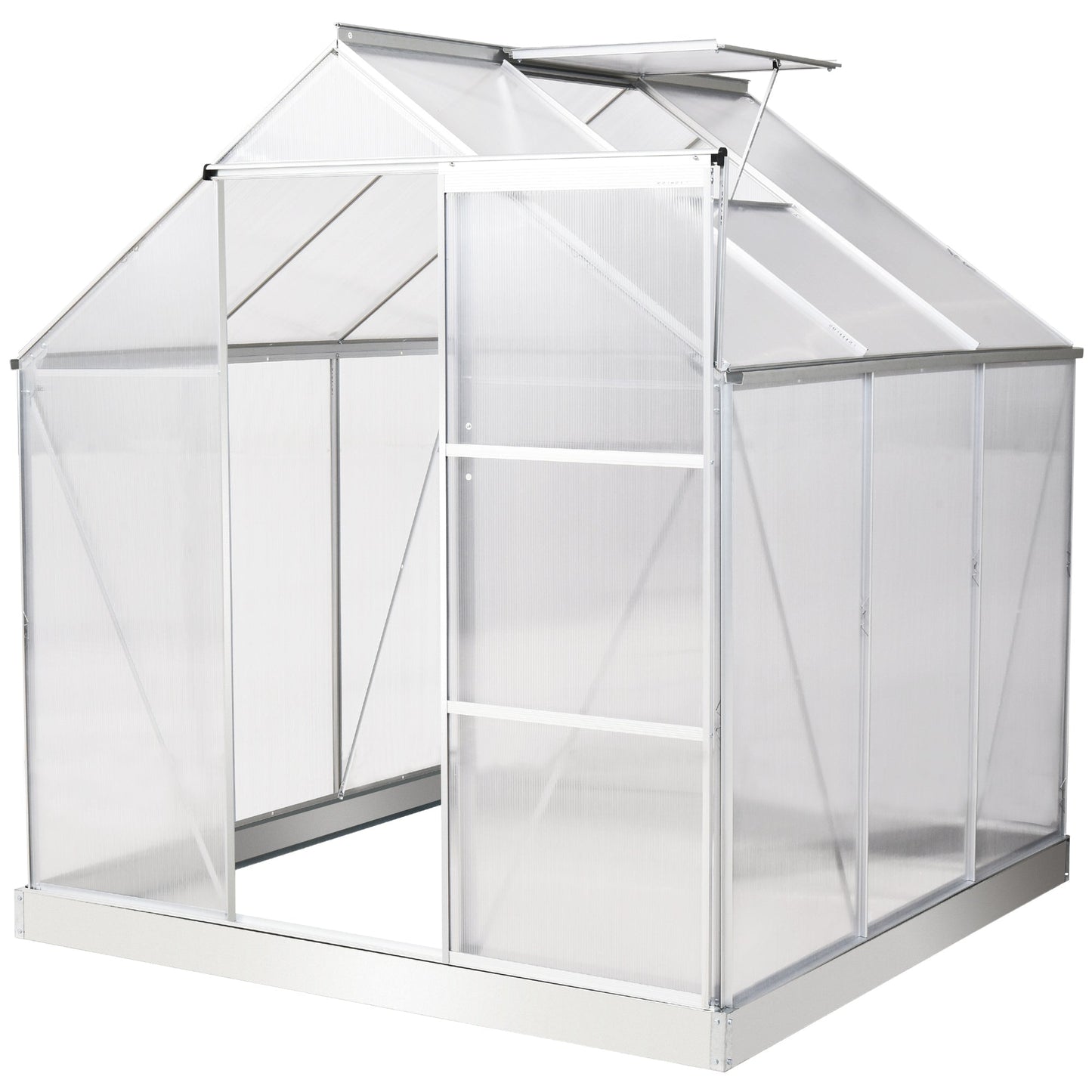 Outsunny 6 x 6 ft Walk-In Polycarbonate Greenhouse w/ Window Clear