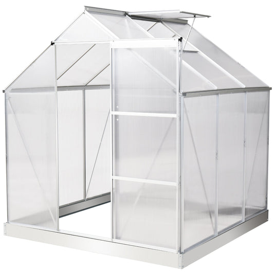 Outsunny 6 x 6 ft Walk-In Polycarbonate Greenhouse w/ Window Clear