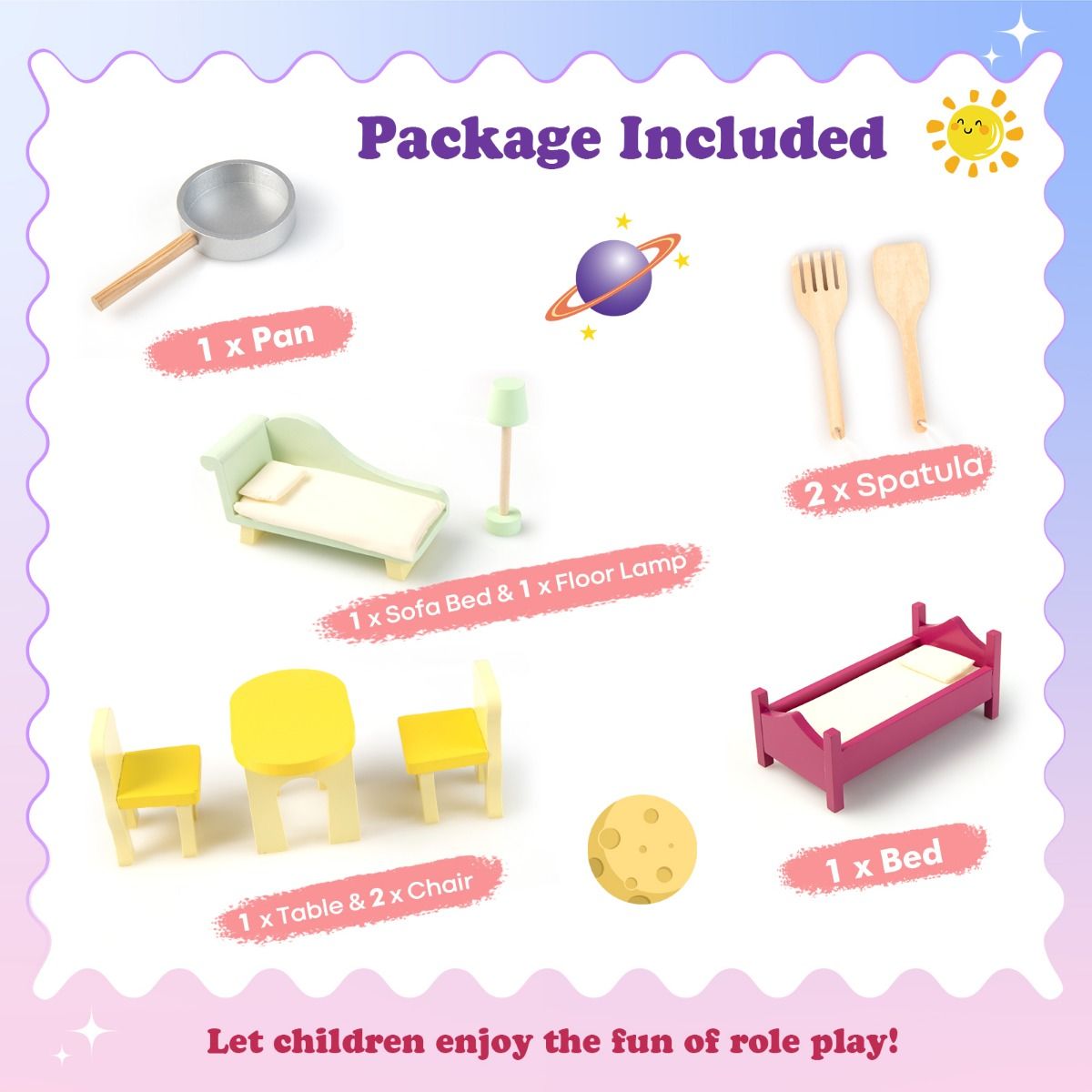 2-In-1 Kitchen Playset and Dollhouse with 9 Accessories